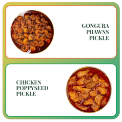 Prawns Gongura and Chicken poppyseeds pickle combo