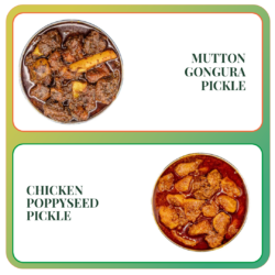 mutton gongura chicken poppyseed pickle combo